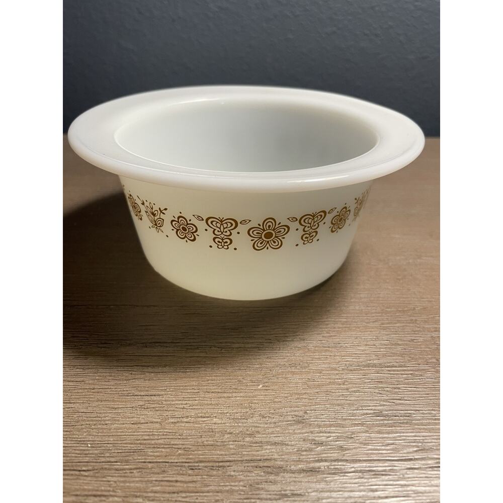 Vintage #75 Pyrex Butterfly Gold Round Butter Dish Bowl No Lid